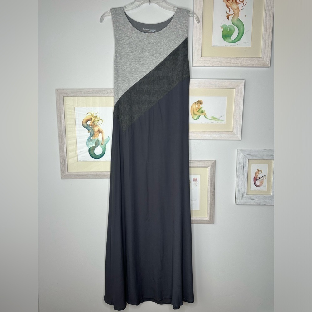 Soft Surroundings Gray Colorblock Flatter Me Sleeveless Maxi Dress Women’s XS